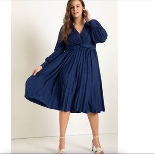 Eloquii Knot Front Pleated Skirt Dress